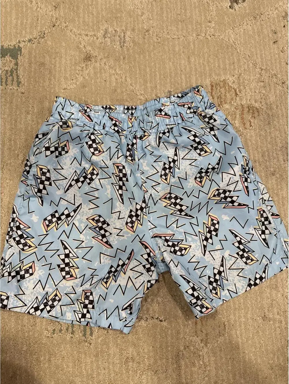 Lola and the Boys Boys Light Blue Geometric Swim Trunks Board Shorts